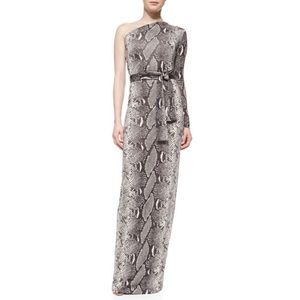 Diane Von Furstenberg Snake-skin one shoulder maxi wrap dress. Size 4